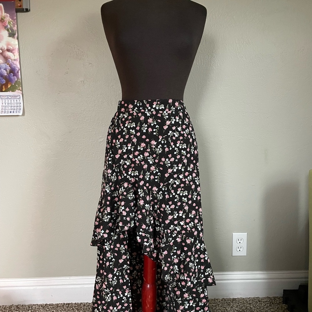 Floral Black Skirt